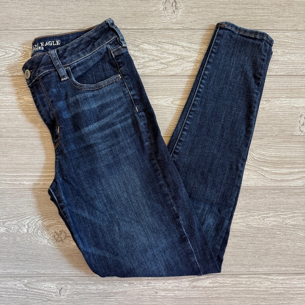 American Eagle Outfitters Women's Blue High Rise Skinny Jean Jeggings 10 Long - Picture 7 of 7